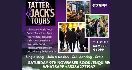 Promotional image for Tatter Jack's Tours event. Details inside.
