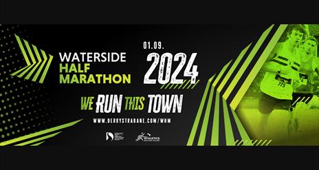 Promotional banner for the 2024 Waterside Half Marathon