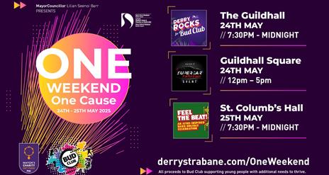 Promotional image for the three events over the weekend.