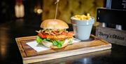 Chicken burger with chips