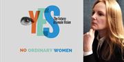 Martina Devlin, curator of the 'No Ordinary Women' event, beside the logo.