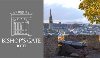 View of the city from the Walls and the hotel's logo.