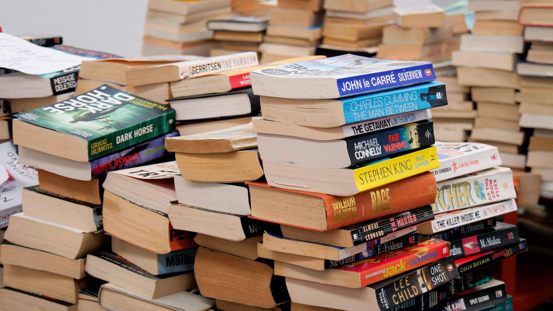 A collection of books at a previous second-hand book fair in the Dairy Shed at Hezlett House. A collection of books at a previous second-hand book fair in the Dairy Shed at Hezlett House.