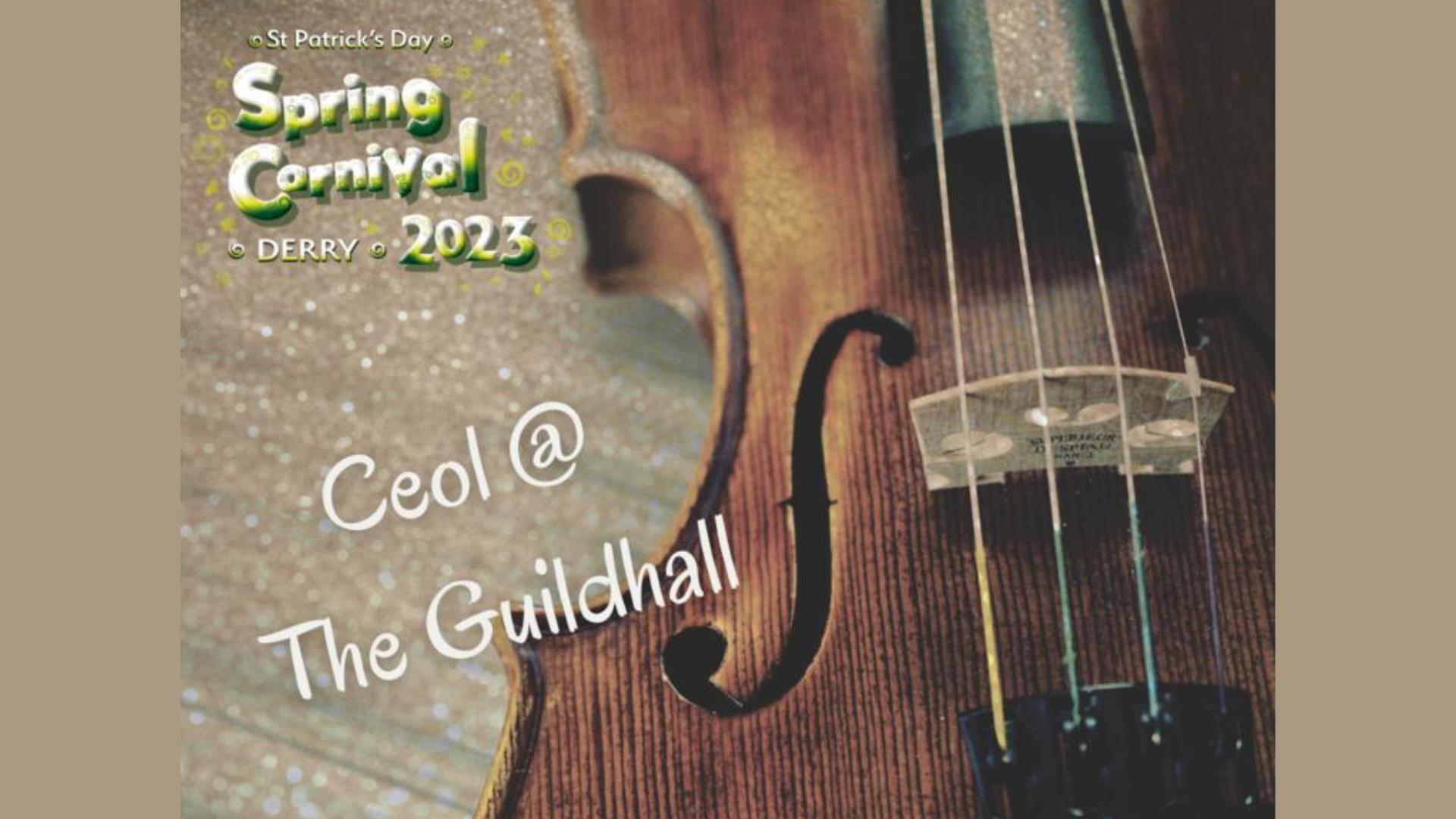 Promo image for the 'Ceol at The Guildhall' event.