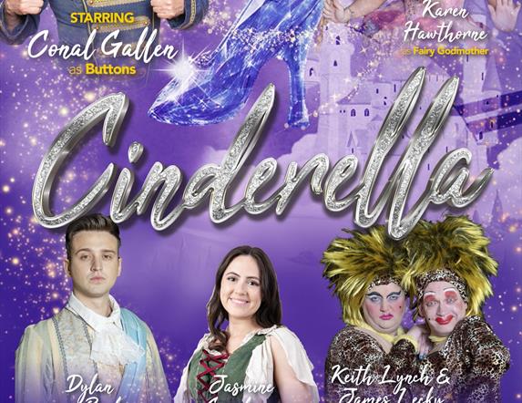 Poster advertising 2022 Panto - Cinderella which is running from 1st December until 2nd January