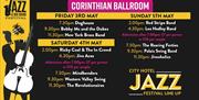 Promotional image for the Jazz events in the Corinthian Ballroom at the City Hotel.
