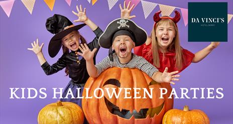 Promotional image for Kids Halloween Parties at Da Vinci's Hotel.