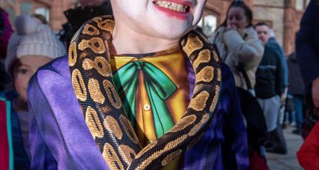 Boy holding snake