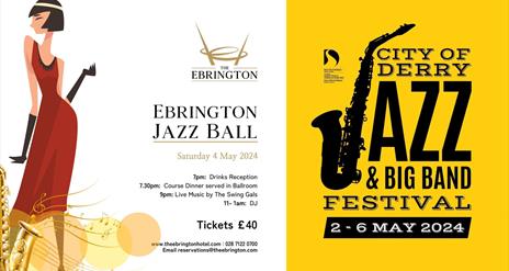 Promotional image for the Jazz Ball event at the Ebrington Hotel.