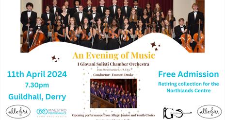 Promotional image for the event, with a picture of an orchestra and the details repeated.