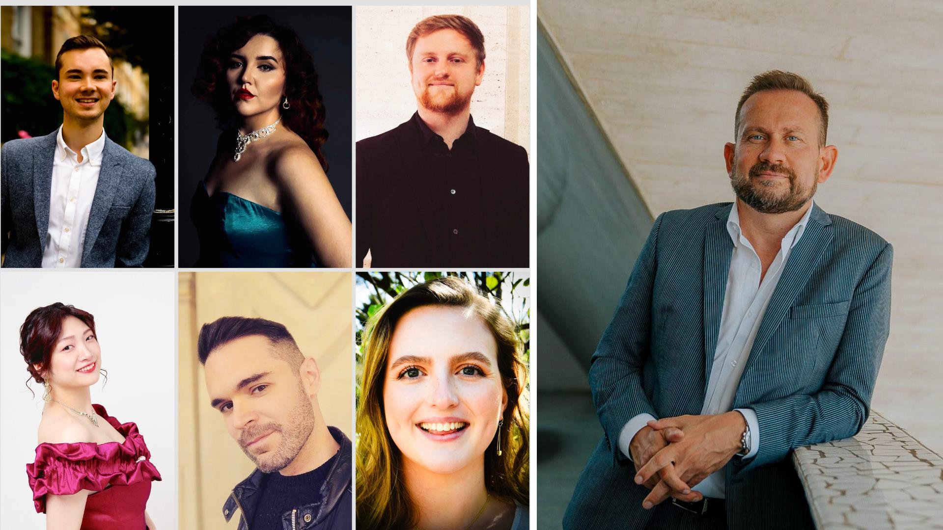 The six artists that are performing at the event, along with special guest Giulio Zappa.