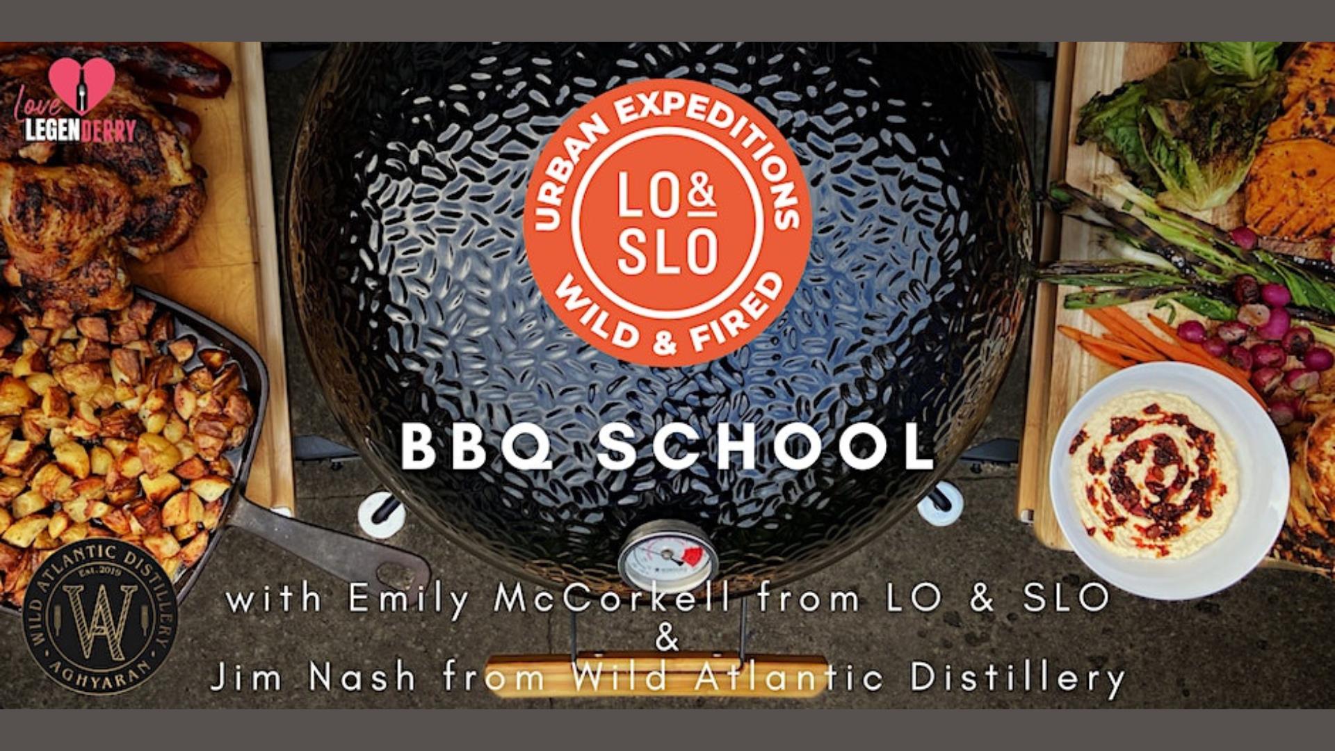 Promotional image for the 'LO & SLO Urban Expeditions: Wild & Fired BBQ School' event.