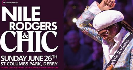 Poster promoting Nile Rodgers & Chic upcoming concert on June 26th 2022
