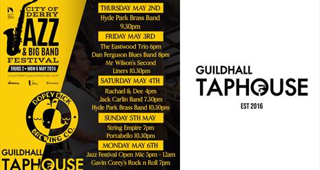 The Guildhall Taphouse logo beside the lineup.