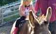 child riding donkey