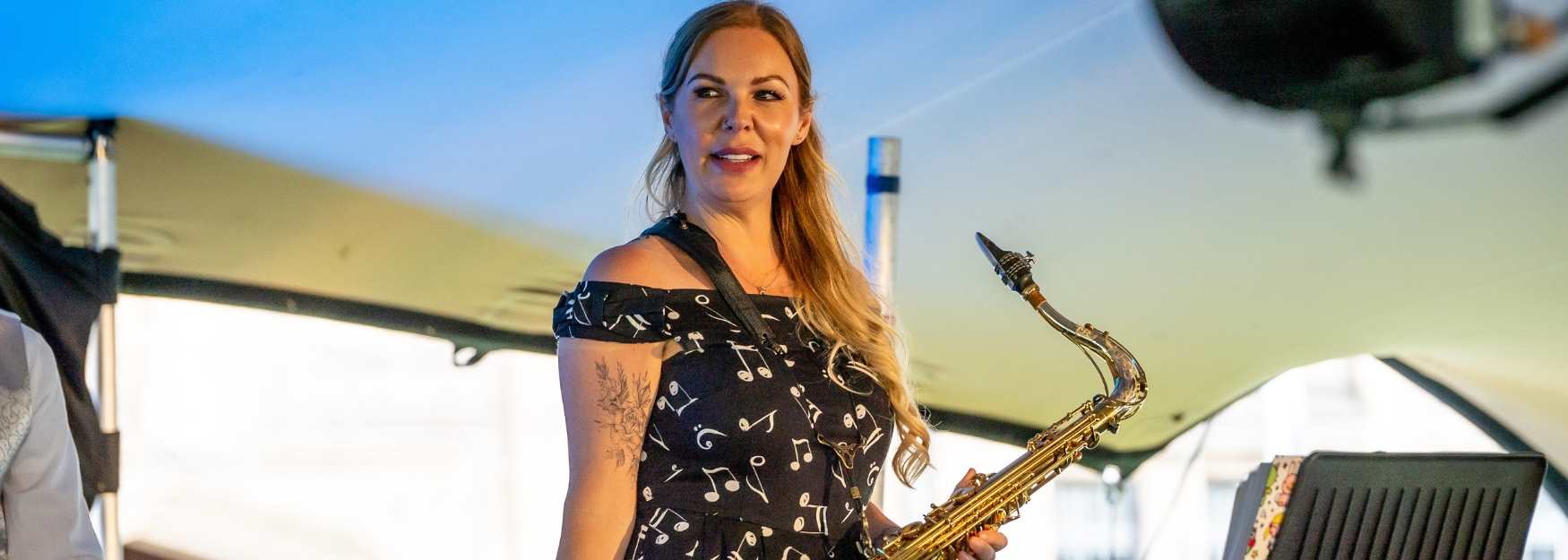 A woman performing on stage at Durham Fringe