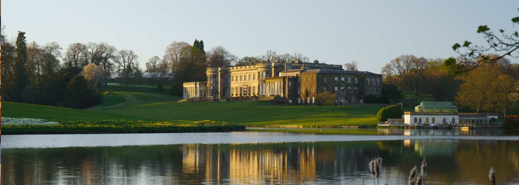 An exterior image of Wynyard Hall and lake