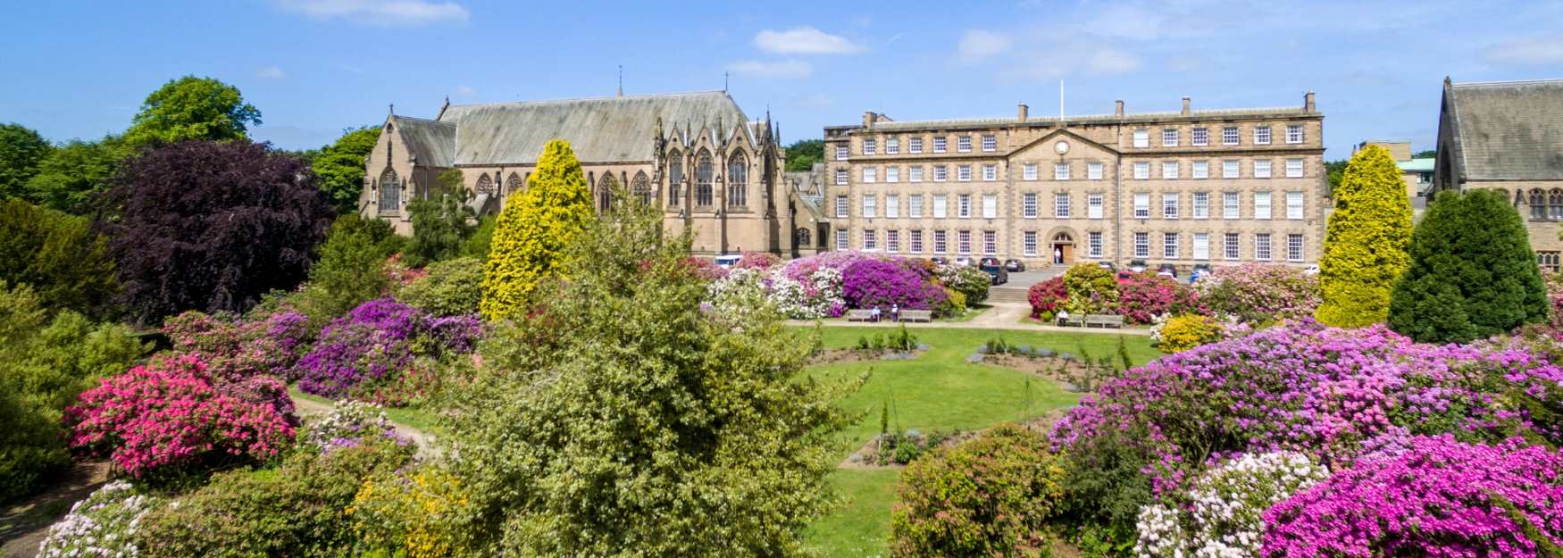The front of Ushaw showcasing their gardens