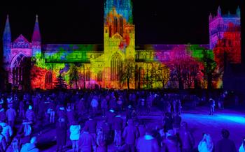 Durham Cathedral lit up for Lumiere