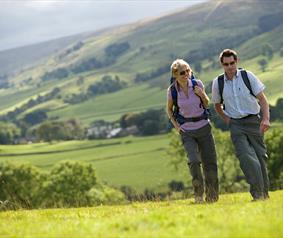 couple walking in the Durham Dales Countryside