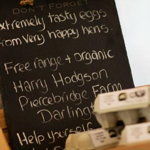 Locally sourced eggs at The Farm Shop Wynyard Hall Gardens