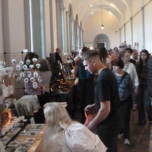 Brancepeth Castle Christmas Craft Fair 2025.  Crowds of people attending a craft fair at Brancepeth Castle.