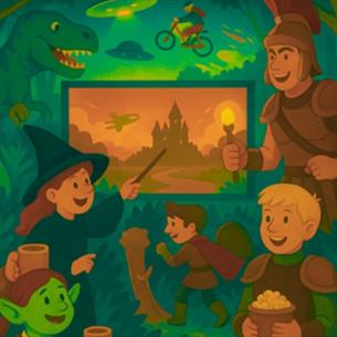 Cartoon painting of characters from children's animated films