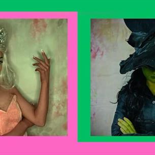 Two people dressed as characters from Wicked