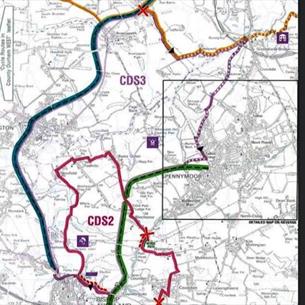 Map of Bishop Auckland/Brandon Loop Cycle Route