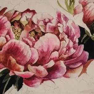 Painting of a pink flower