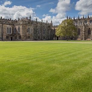 Auckland Palace exterior with lawn area to foreground