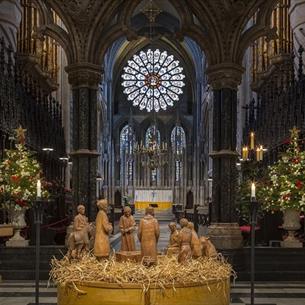 Durham Cathedral nativity scene carved by a Durham miner.