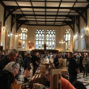 Crowds of people attending the Christmas Gift Fair at Ushaw