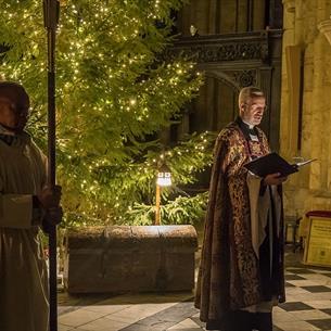 Blessing of the crib and lighting of the Christmas Tree service at Durham Cathedral