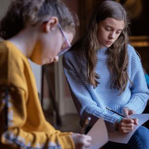 Two girls drawing at the Young Artists' Club - The Auckland Project
