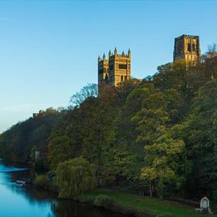 Durham Cathedral, trees river