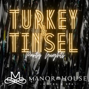 Turkey and Tinsel written in gold