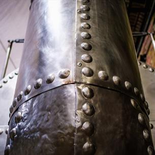 Close up image of a steam engine funnel/chimney