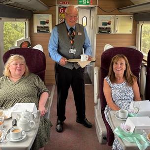 Guests enjoying Afternoon Tea on the Weardale Railway 