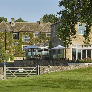 Headlam Hall, grounds, golf flag pole, grass