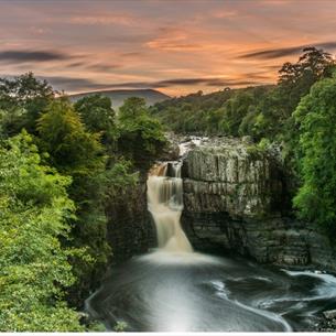 High Force Waterfall at sunset