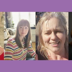 Portrait photos of Sue Snowdon, Marie Gardner, Anna Wood and Caroline James