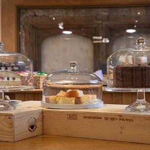 Cakes on display at the Bishop's Kitchen