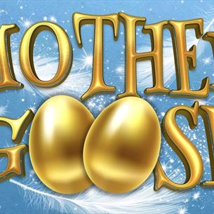Mother Goose logo, written in gold with the Os shaped as golden eggs