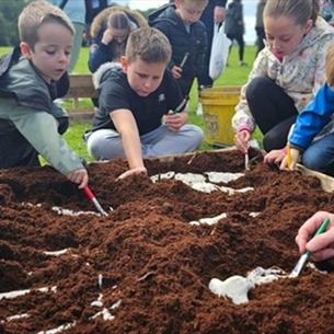 Children working on an Archaeological dig
