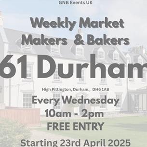 poster with details of market with an image of 61 Durham in the background