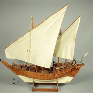 A model of a boat at The Oriental Museum