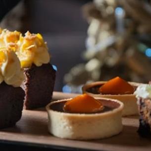 A plate of desserts, festive afternoon tea at Seaham Hall