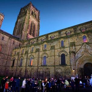 Lantern procession entering Durham Cathedral