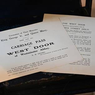 Carriage pass to 'West Door of Westminster Abbey'